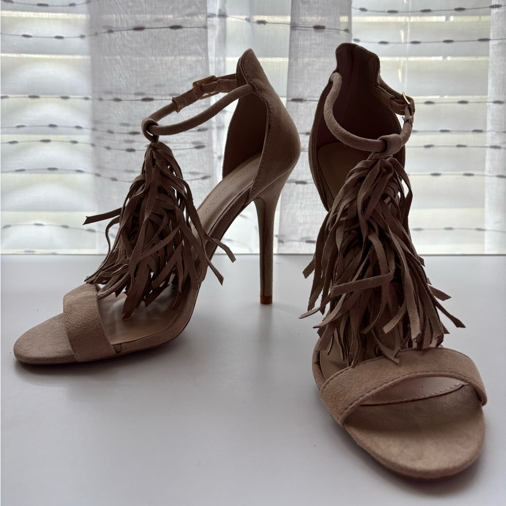 Elegant Tan Fringe Heels